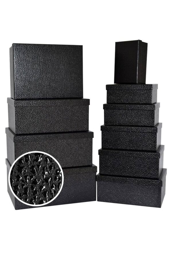 Коробка подарункова "Шкіряна" чорна №10 (37,5*29*16 cм)