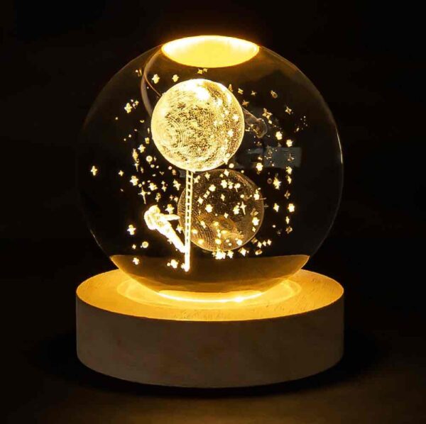 Нічник скляна куля "Земля та Космонавт" 8 см