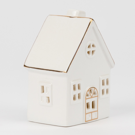 Декор керамічний "Будиночок" з LED підсвічуванням 11*7,8*6,2 см білий