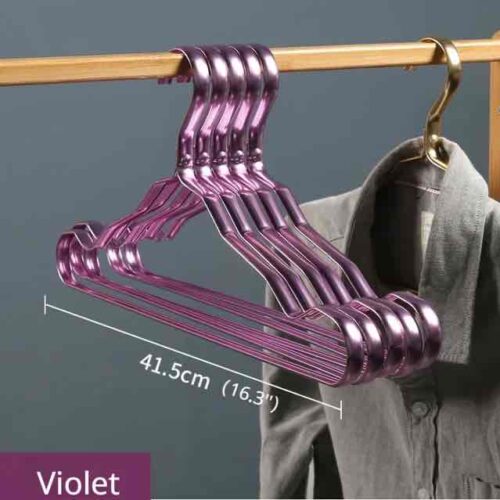 Вішалка для одягу металева з канавками, ультра міцна, стійка до пошкоджень, фіолетовий металік
