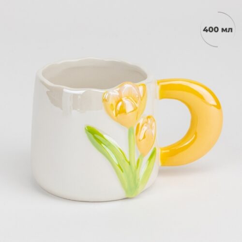 Чашка керамічна "Жовті тюльпани" 400 мл