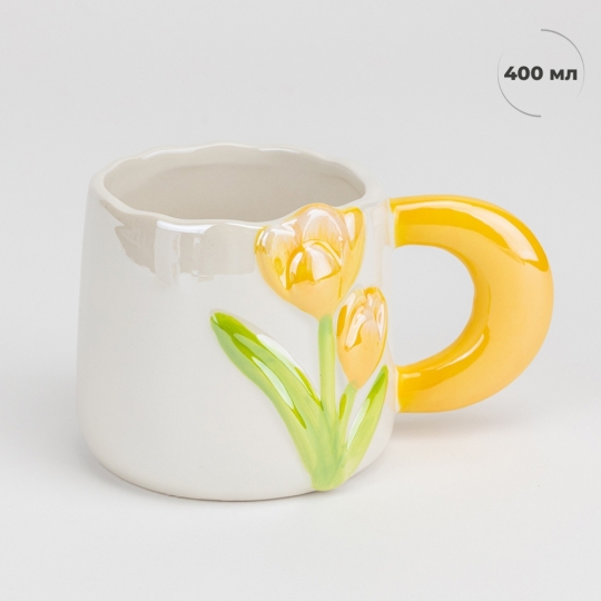 Чашка керамічна "Жовті тюльпани" 400 мл