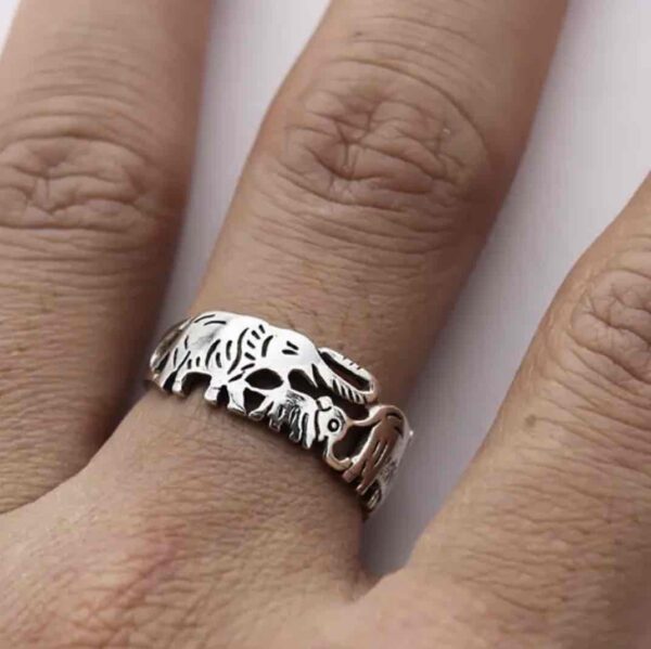 Каблучка унісекс металева "Слоники» срібна (8484)