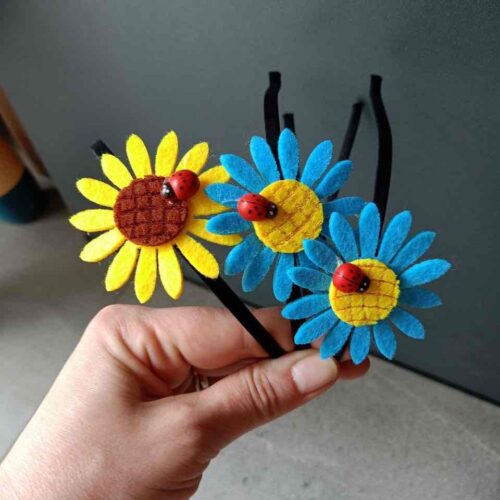 Обруч для волосся дитячий Соняшник з сонечком