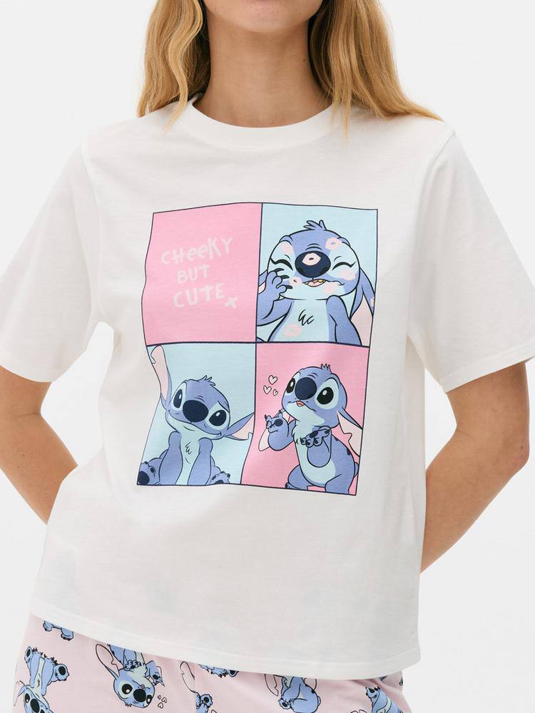 Піжама жіноча Primark "Stitch/Стітч" (штани/футболка) котон блакитна