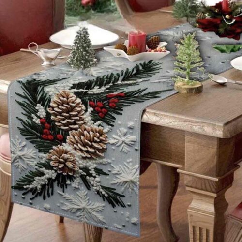 Скатертина-Раннер «Шишки» Новорічна 33*274 см