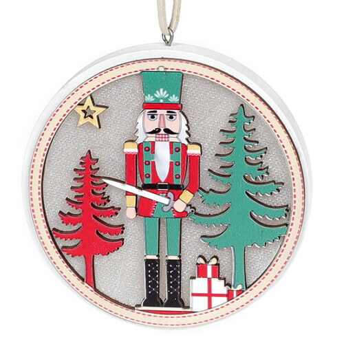 Ялинкова прикраса "Лускунчик" з LED 12 см (дерево)