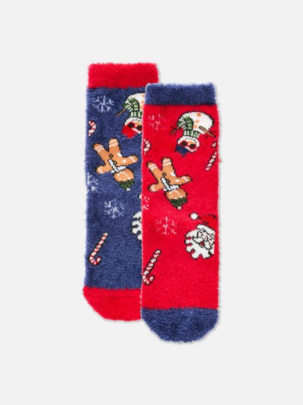 Шкарпетки дитячі м'які "Новорічні Пряники" Primark зі стоперами (1 пара)