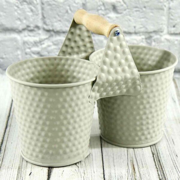 Кашпо металеве подвійне матове рельєфне (8*11*10), фісташковий