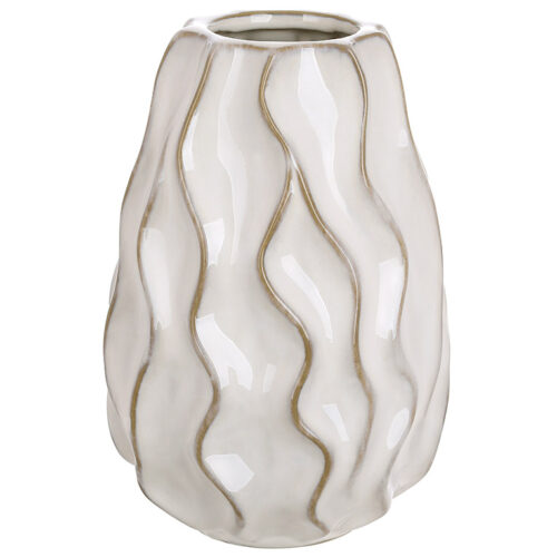 Ваза керамічна "Хвиля" 17 см біла з золотим