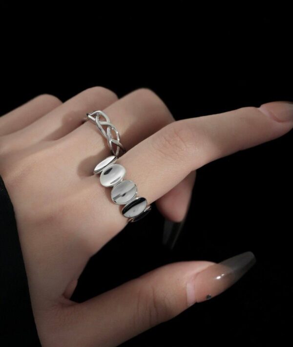 Каблучка жіноча геометрична абстрактна срібна (8158)