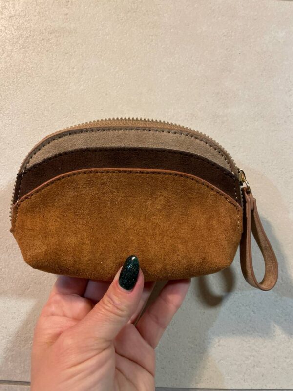 Гаманець компактний з ефектом замші Primark округлий коричневий