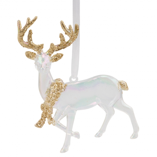 Ялинкова прикраса "Дивовижний Олень" 12,3 см білий (пластик)