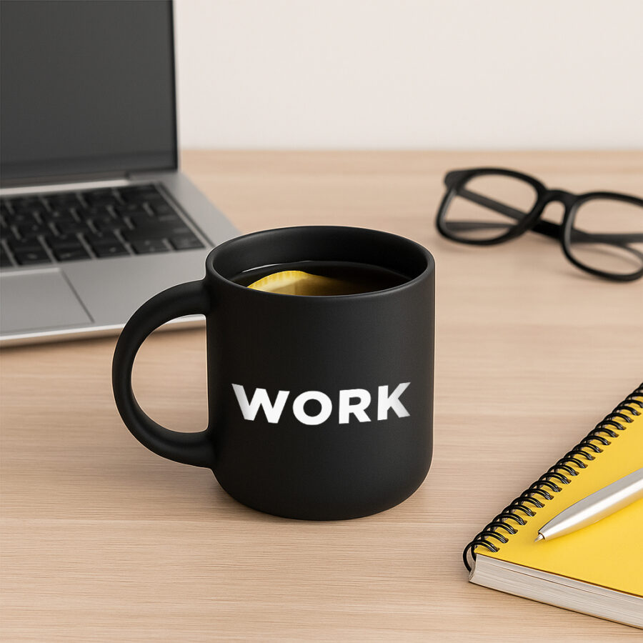 Чашка з принтом "Work" Orner 400 мл чорна