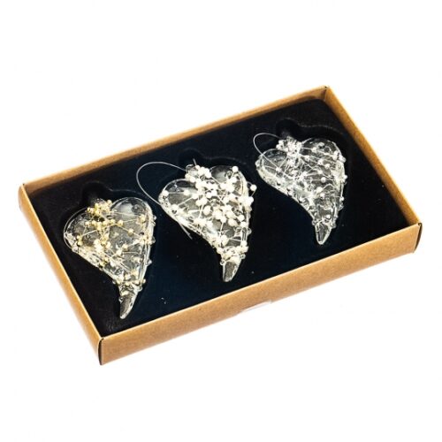 Набір ялинкових прикрас "Крижане серце" 3 шт (скло)