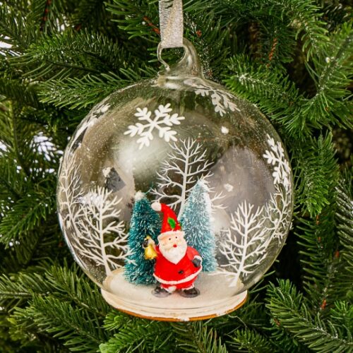 Ялинкова прикраса "Санта в кулі" 12 см (скло)
