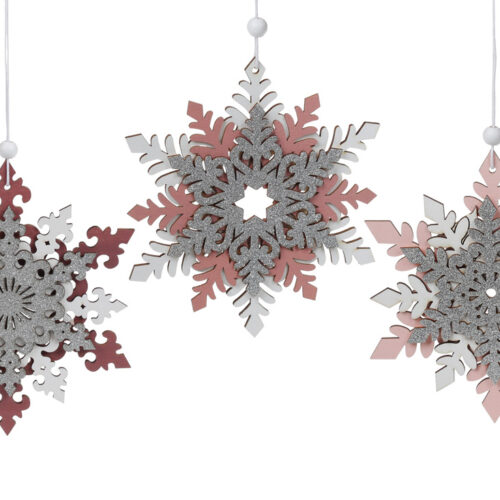 Ялинкова прикраса "Сніжинка 3D" 12 см (дерево)