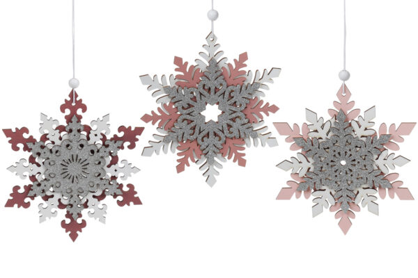 Ялинкова прикраса "Сніжинка 3D" 12 см (дерево)