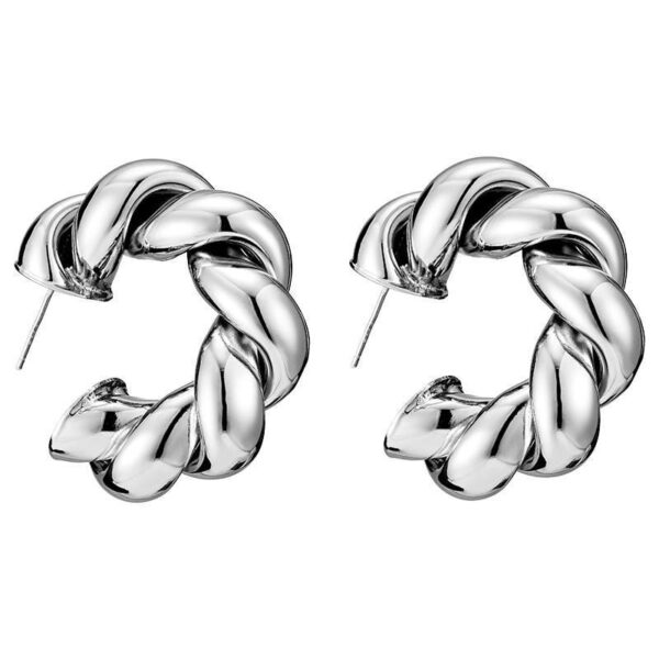 Сережки геометричні кільця кручені срібні (10684)