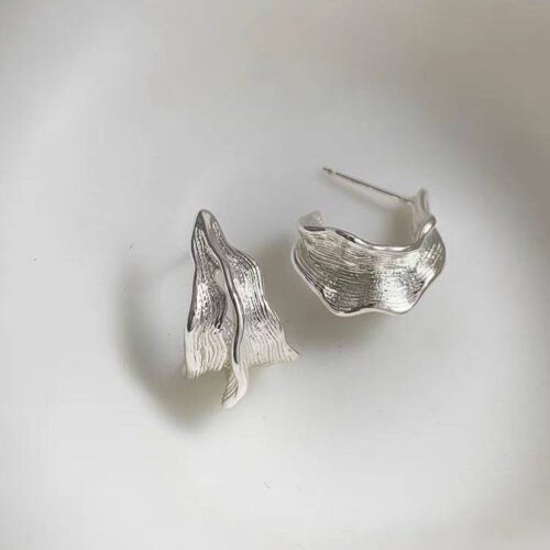 Сережки геометричні кільця рельєфні срібні (10680)