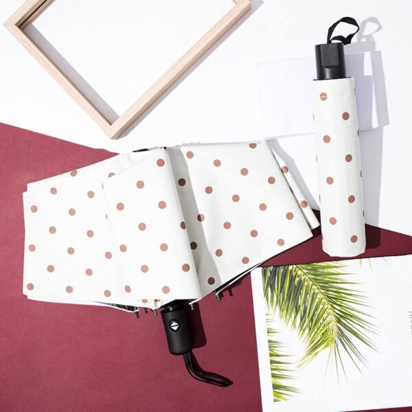 Парасоля компактна автомат "В горошок" 8 спиць/антивітер