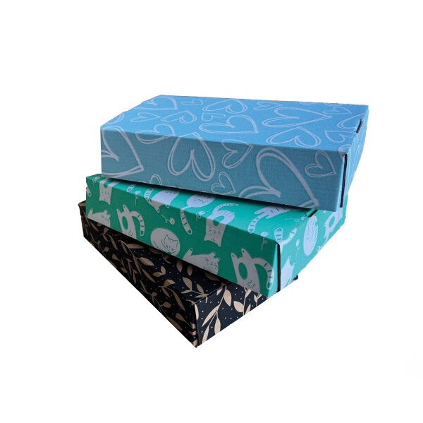 Коробка подарункова 21*11*4 см мікрогофра з принтом