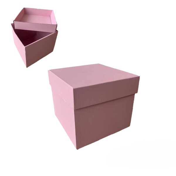 Коробка подарункова 19*19*7 см мікрогофра рожева