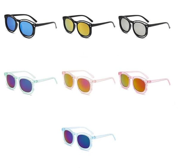 Окуляри дитячі сонцезахисні "Хамелеон" круглі в прозорій оправі (10104)