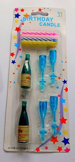 Свічки для торта "Пляшечки/Келихи" блакитний