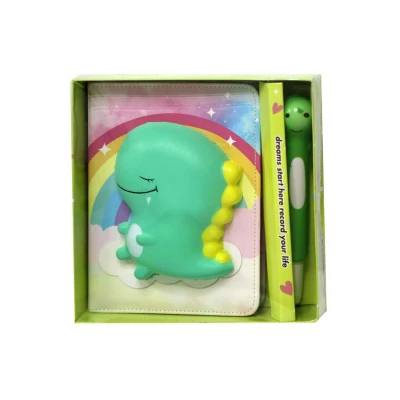 Блокнот B6 WB "Динозавр" зі сквішем/ кольорові аркуші + ручка сквіш