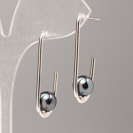 Сережки Xuping з чорними перлами Майорка родій