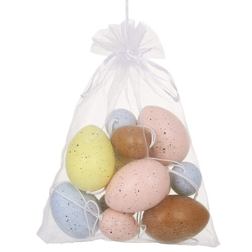 Набір великодніх підвісок "Яйце Пастель" (6 шт) 4*6 см/ 3*4 см в мішечку
