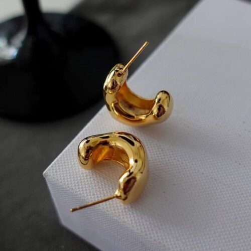 Сережки геометричні кільця абстрактні дуті золоті (10672)