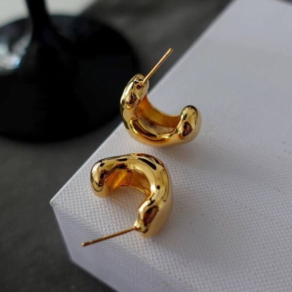 Сережки геометричні кільця абстрактні дуті золоті (10672)