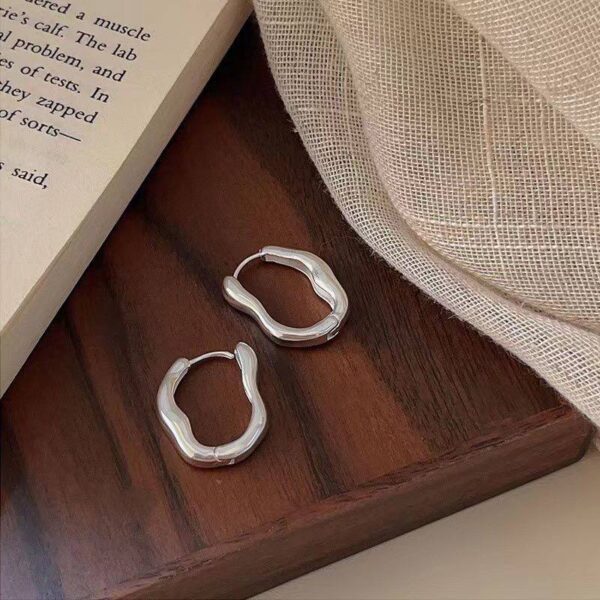 Сережки "Геометричні" кільця рельєфні срібні (8198)