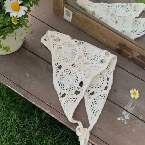 Хустина в стилі Бохо/ Богема в'язана мікс кольорів