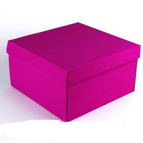 Коробка подарункова 27*27*15 мікрогофра фуксія