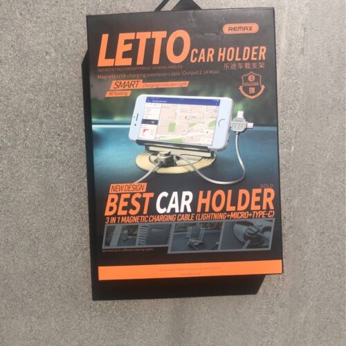 a533e68f-aeeb-4c78-be27-09f973c3e472.jpg REMAX CAR HOLDER LETTO 3 in 1, кабель iPhone/Micro USB/TYPE C