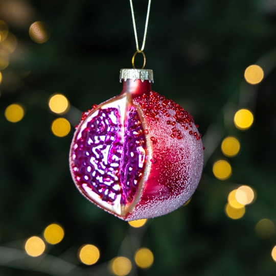 Ялинкова прикраса "Гранат" 8,5 см червоний (скло)