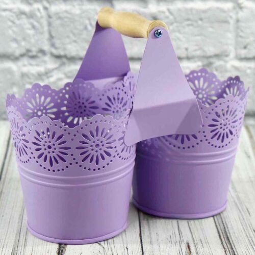 Кашпо металеве ажурне подвійне (11*10*8) фіолетовий