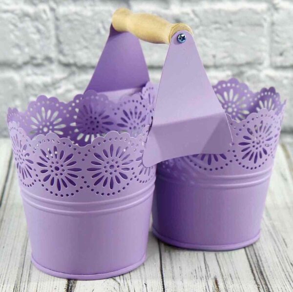 Кашпо металеве ажурне подвійне (11*10*8) фіолетовий