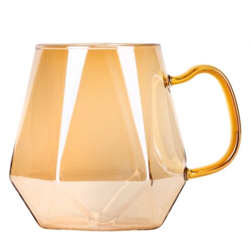 Чашка скляна "Аромат" рельєфна янтарна 300 мл