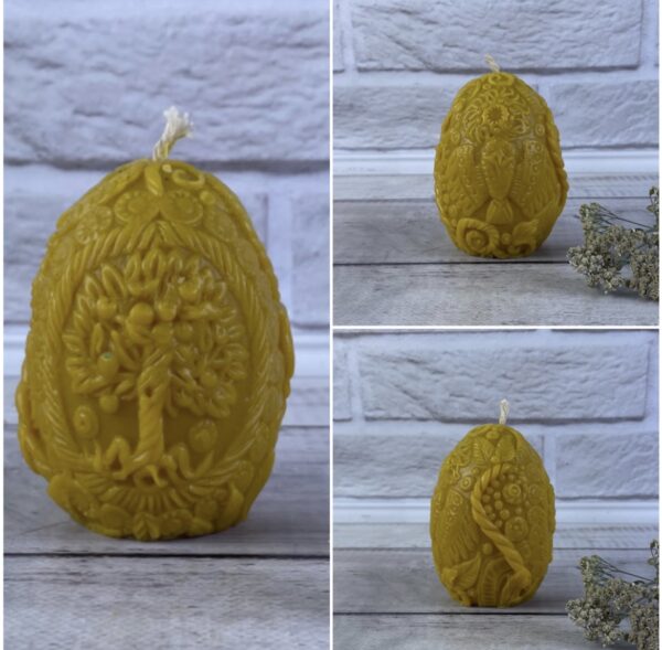 Свічка воскова "Яйце-оберіг Дерево Життя" 5C 10 см жовта