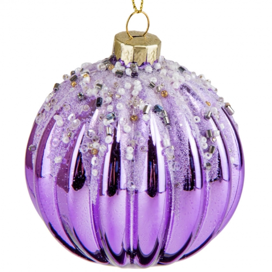 Ялинкова Куля "Бузкове мереживо" 8 см (скло)