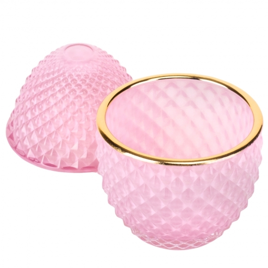 Шкатулка скляна "Фаберже" рожева" 12 см