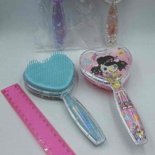 Щітка для волосся дитяча "Серце" антистатична з ручкою та кульками