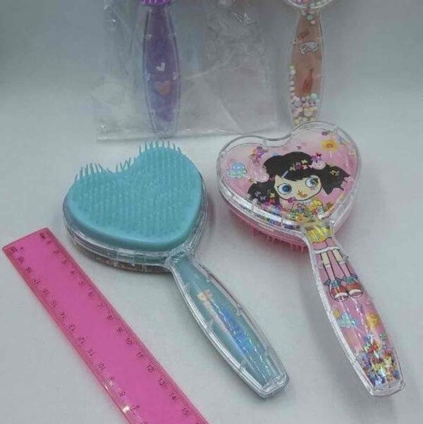 Щітка для волосся дитяча "Серце" антистатична з ручкою та кульками