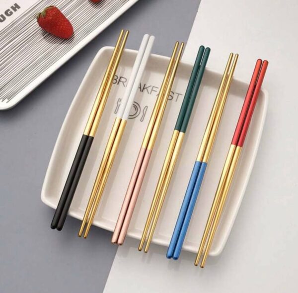 Палички для суші з нержавіючої сталі мікс з золотим