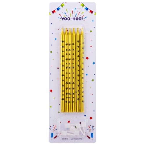 aa3a38e4-0ce2-4585-8dfc-4b9841ee54fe.jpg Набір свічок для торта "Олівець" Yoo-Hoo в зірочку золоті 13 см 6 шт