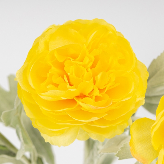 Штучна гілка ранункулюс 3 бутони 50 см жовтий